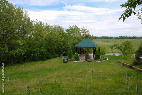 Prayer place. View on the hermitage of the Holy Spirit. Zhydychyn monastery, Ukraine. © Ganna Zelinska