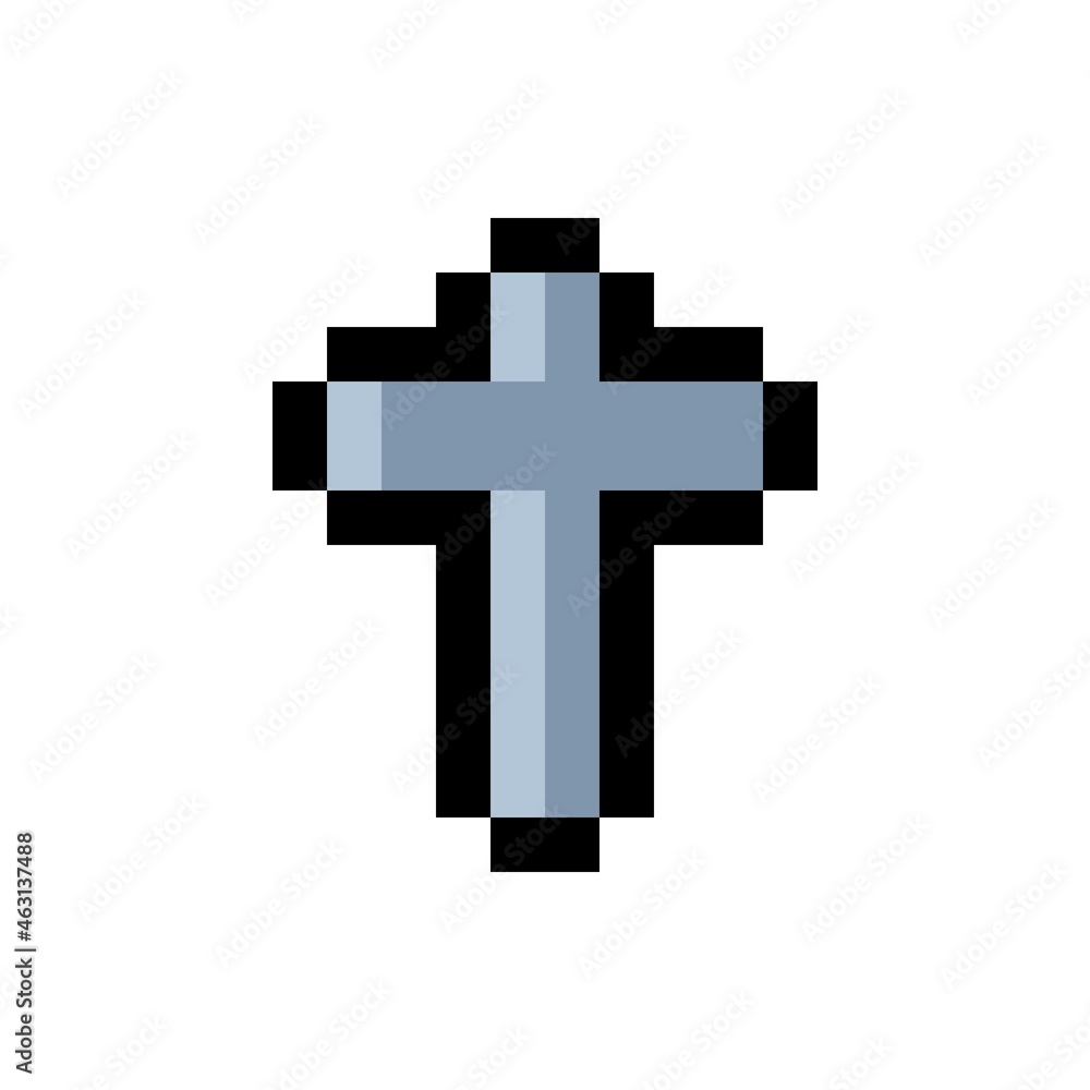 Fototapeta premium Cross icon pixel art. Christian Crosses. Vector illustration. Happy Halloween.