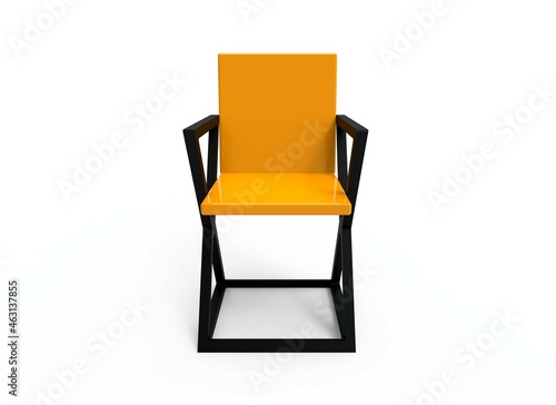Yellow chair in loft style on white background. Yellow armchair. Element for design. Modern chair. Furniture. Interior element. 3D Illustration.