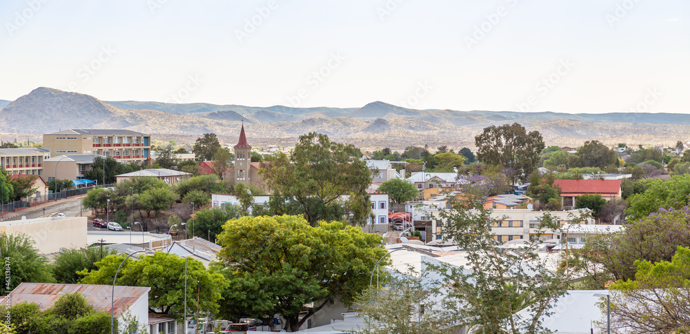 Windhoek city suburbs panorama and mountains in the background, Windhoek, Namibia