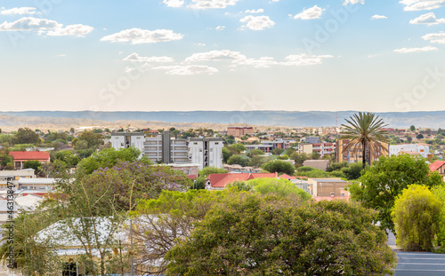 Windhoek city suburbs panorama and mountains in the background, Windhoek, Namibia