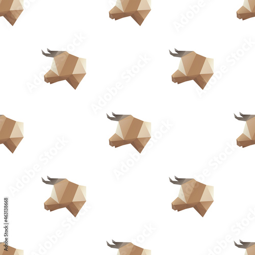 Cow head triangle shape seamless pattern backgrounds. Wrapping paper template. Polygonal design illustration.