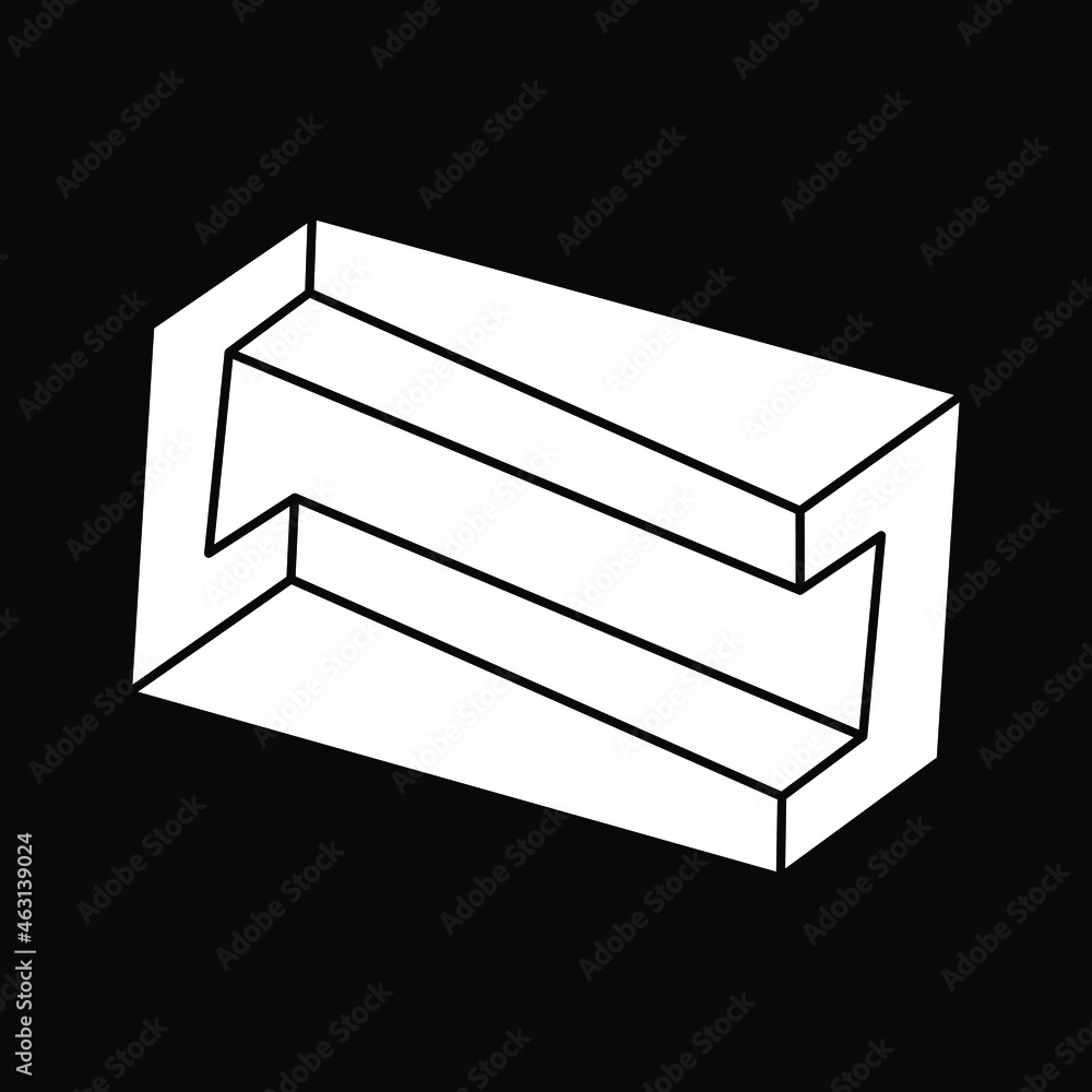 Optical illusion figure. Impossible objects. Line geometric shapes. Escher style. Optical illusion figure. Impossible objects. Line geometric shapes. Escher style.