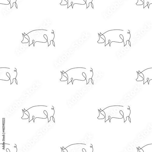 One line pig design silhouette.Hand drawn minimalism style vector illustration