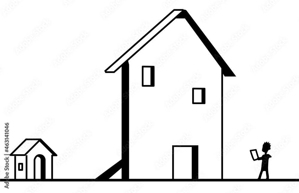Façade Fake House Line Cartoon Façade Fake House Line Cartoon