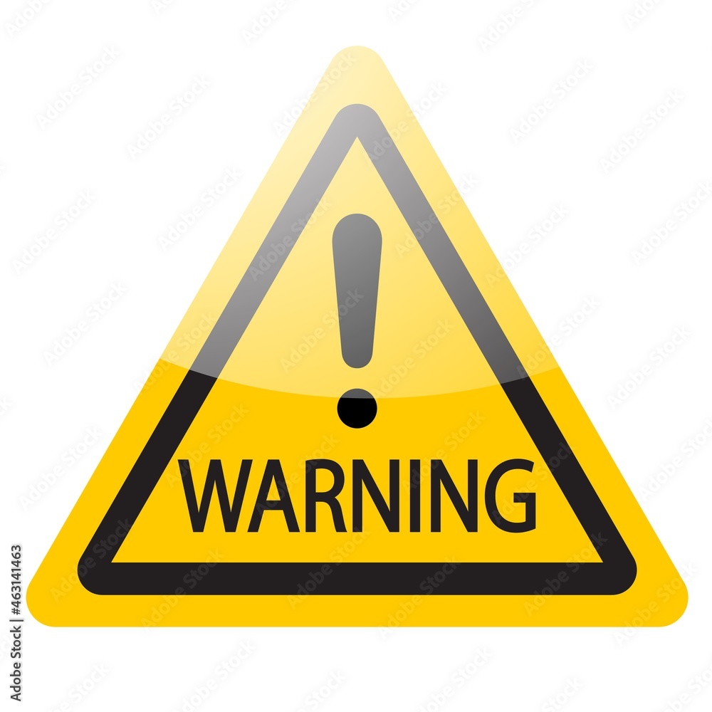 Yellow warning sign with exclamation mark. Vector symbol icon Yellow warning sign with exclamation mark. Vector symbol icon