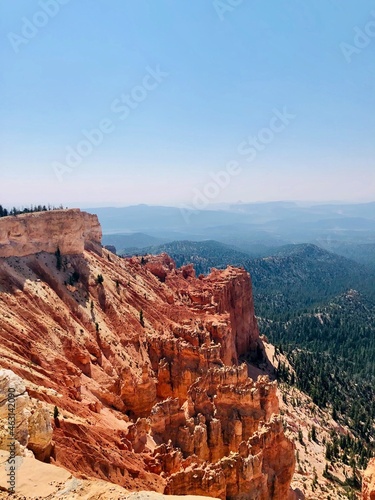 Bryce Canyon National Park in Utah.Rocky mountains erode and color a variety of landscapes. View of Rainbow Point. 