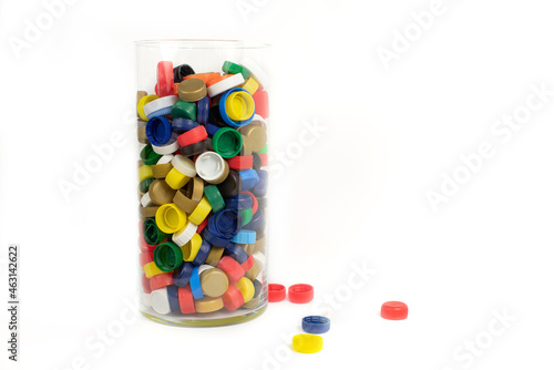 Colorful plastic bottle screw caps used to seal plastic bottles