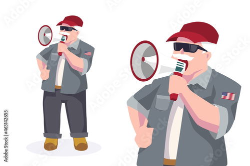 Man Holding Megaphone in Protest Illustration