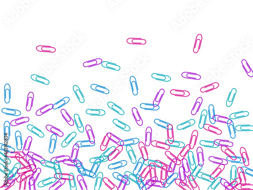 Stationary paperclips isolated on white background