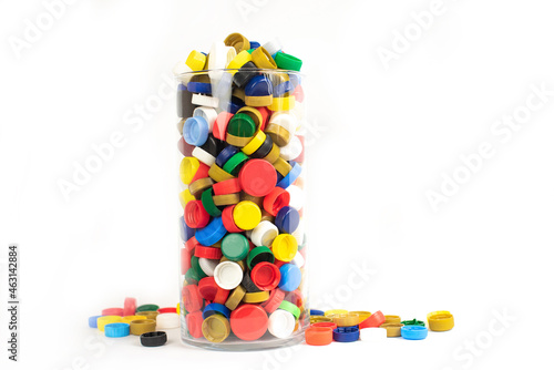 Colorful plastic bottle screw caps used to seal plastic bottles