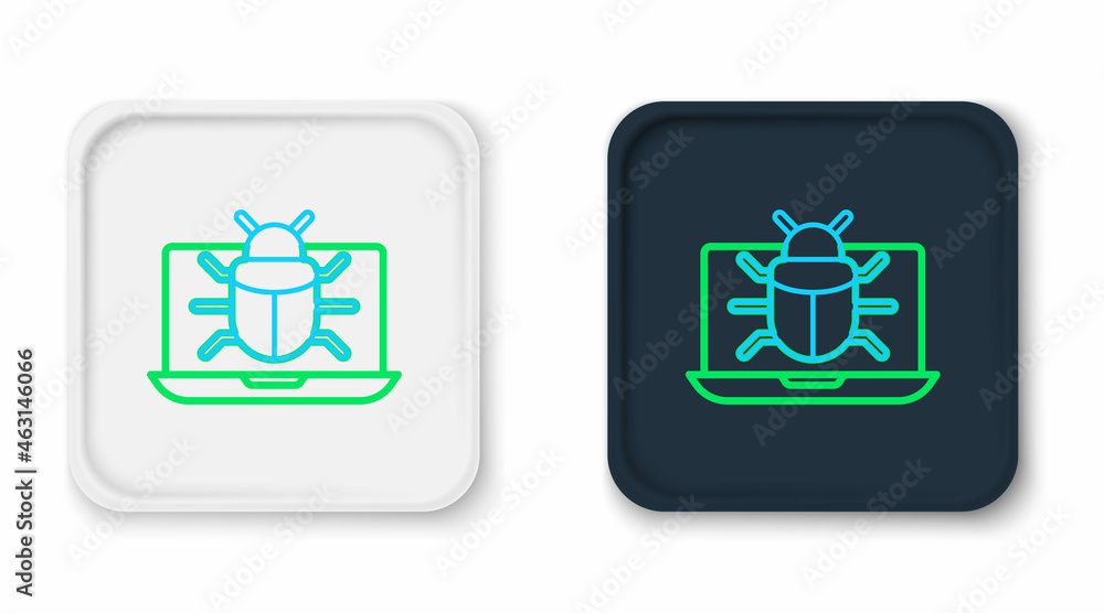 Line System bug on monitor icon isolated on white background. Code bug concept. Bug in the system. Bug searching. Colorful outline concept. Vector Line System bug on monitor icon isolated on white background. Code bug concept. Bug in the system. Bug searching. Colorful outline concept. Vector
