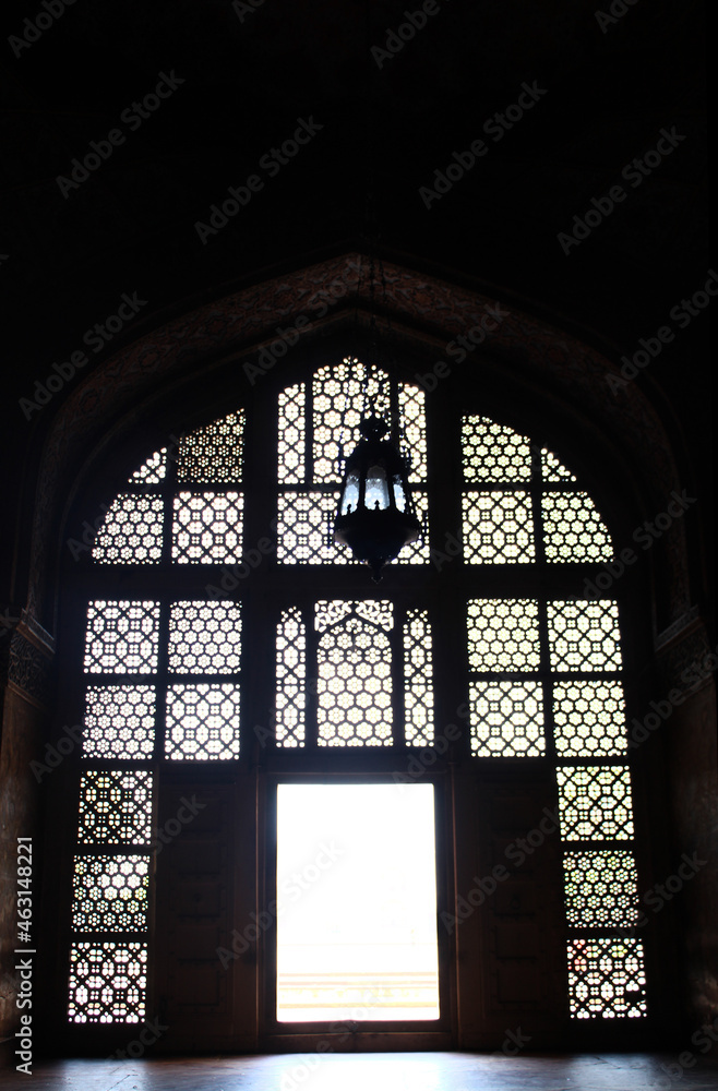 a shrine in india, stained glass window a shrine in india, stained glass window