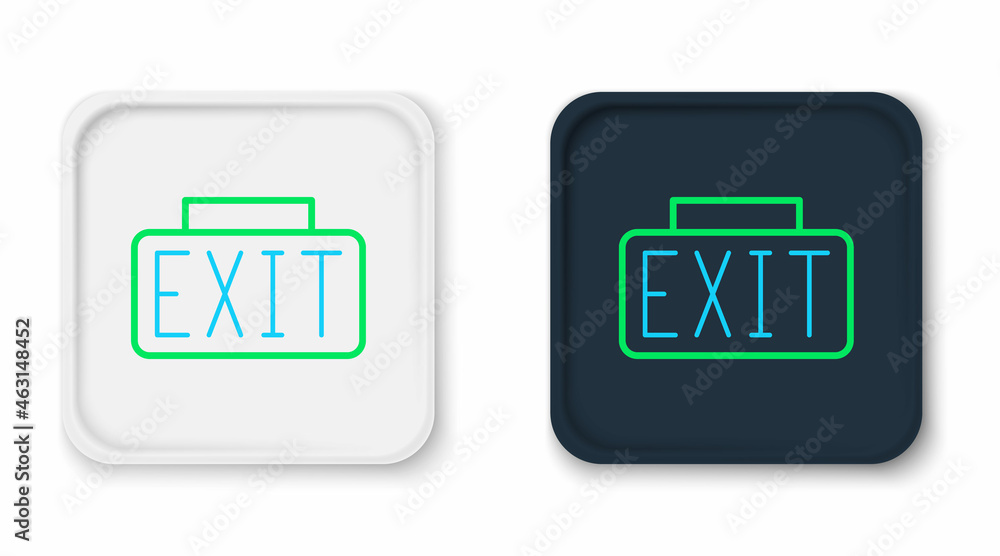 Fototapeta premium Line Exit icon isolated on white background. Fire emergency icon. Colorful outline concept. Vector