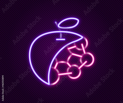 Glowing neon line Biological structure icon isolated on black background. Genetically modified organism and food. Colorful outline concept. Vector
