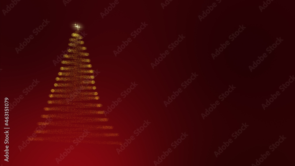 Fototapeta premium Christmas Tree with Shiny Particles and Glowing Stars on Christmas Background