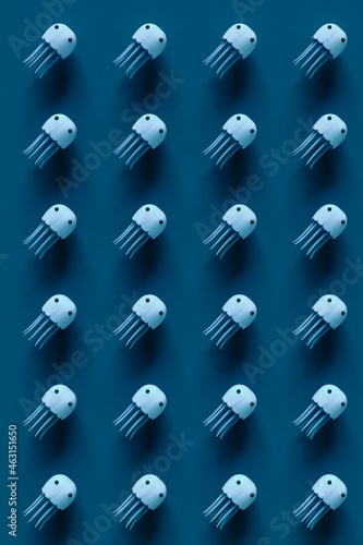 top down view of Blue jellyfishes photo