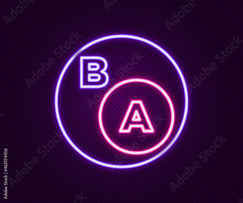 Glowing neon line Subsets, mathematics, a is subset of b icon isolated on black background. Colorful outline concept. Vector