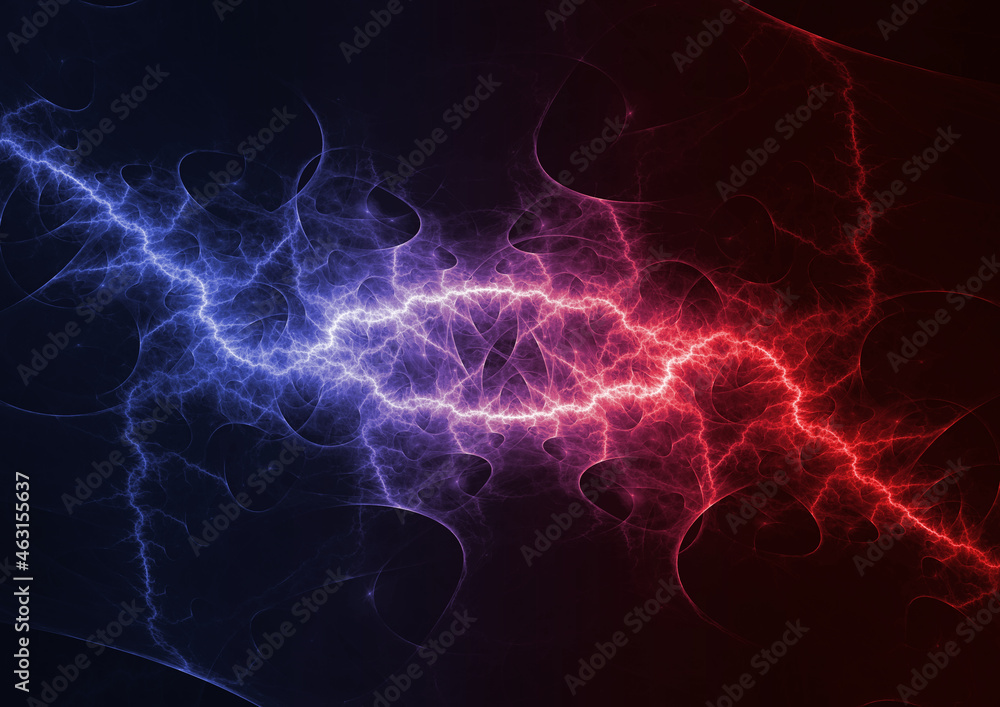 Red and blue lightning, abstract plasma background Red and blue lightning, abstract plasma background