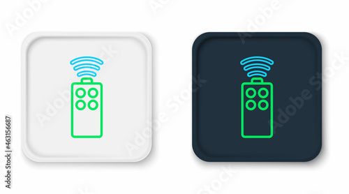 Line Remote control for the camera icon isolated on white background. An auxiliary device that allows you to work with a camera from a distance. Colorful outline concept. Vector