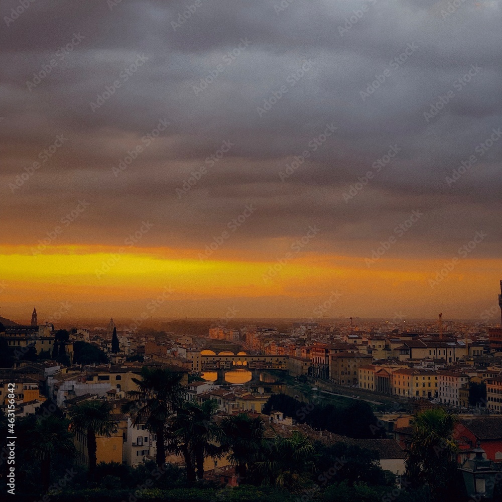 Panoramic view of Florence at sunset