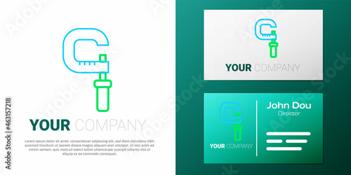Line Micrometer icon isolated on white background. Measuring engineer tool. Universal device designed to measure linear dimensions. Colorful outline concept. Vector