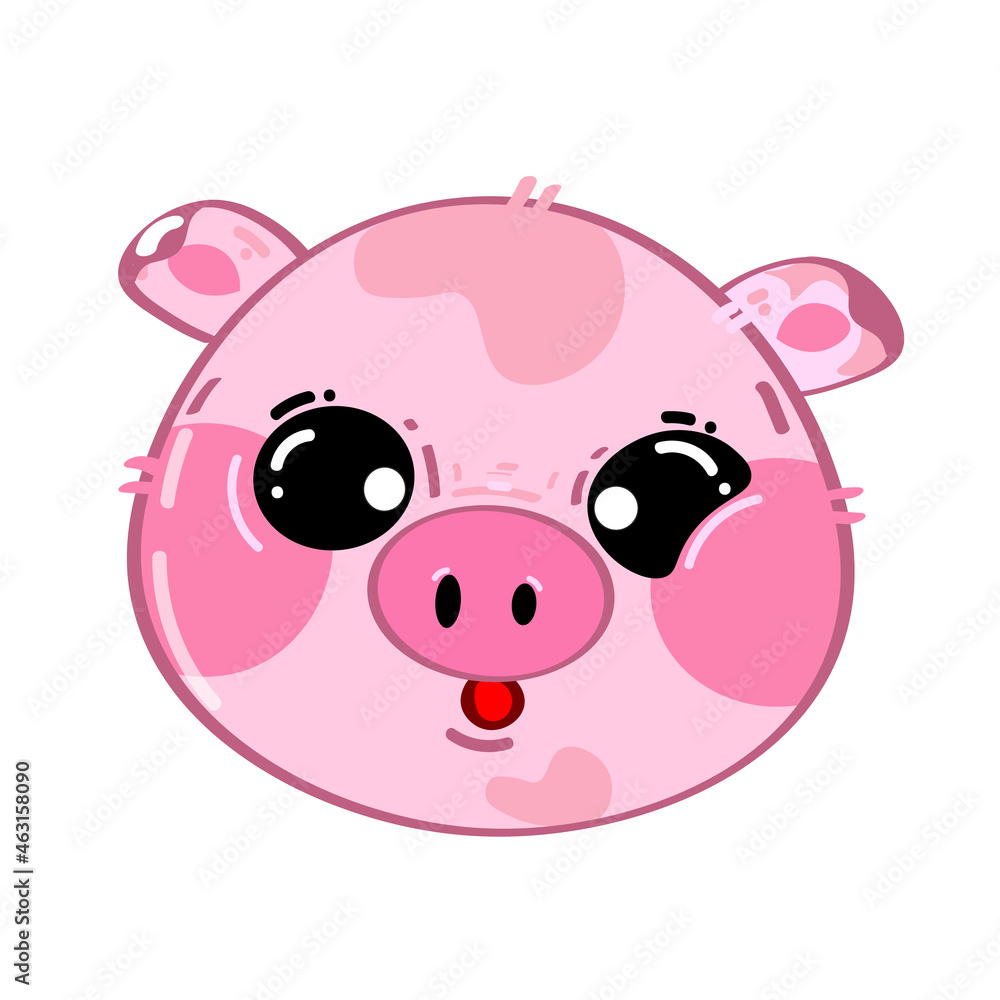 Cute funny kawaii little pig. Vector flat cartoon kawaii character illustration icon. Cartoon cute pig character icon concept Cute funny kawaii little pig. Vector flat cartoon kawaii character illustration icon. Cartoon cute pig character icon concept