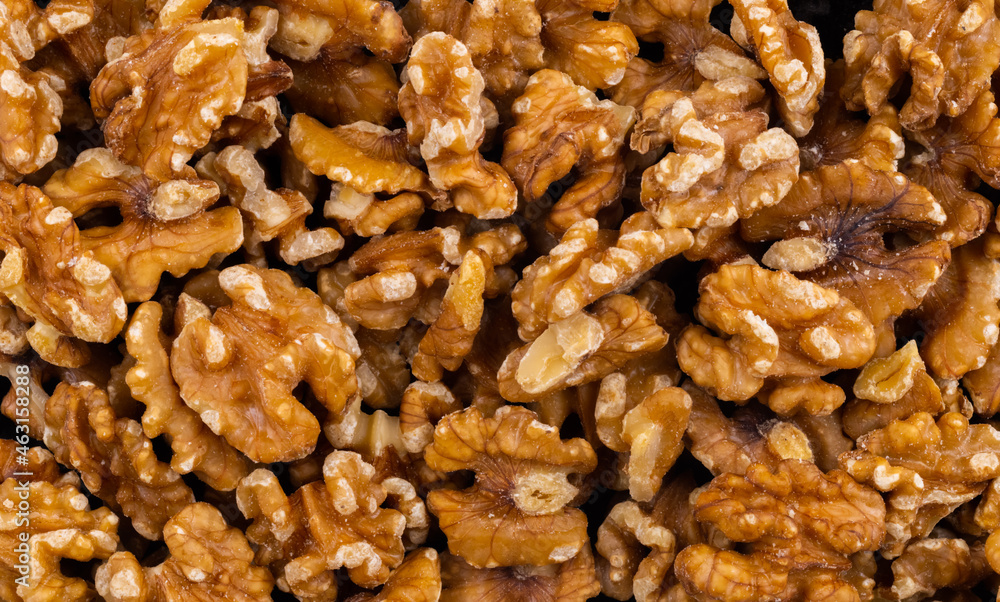 Walnuts Top Angle Flat-lay Background or Texture Walnuts Top Angle Flat-lay Background or Texture