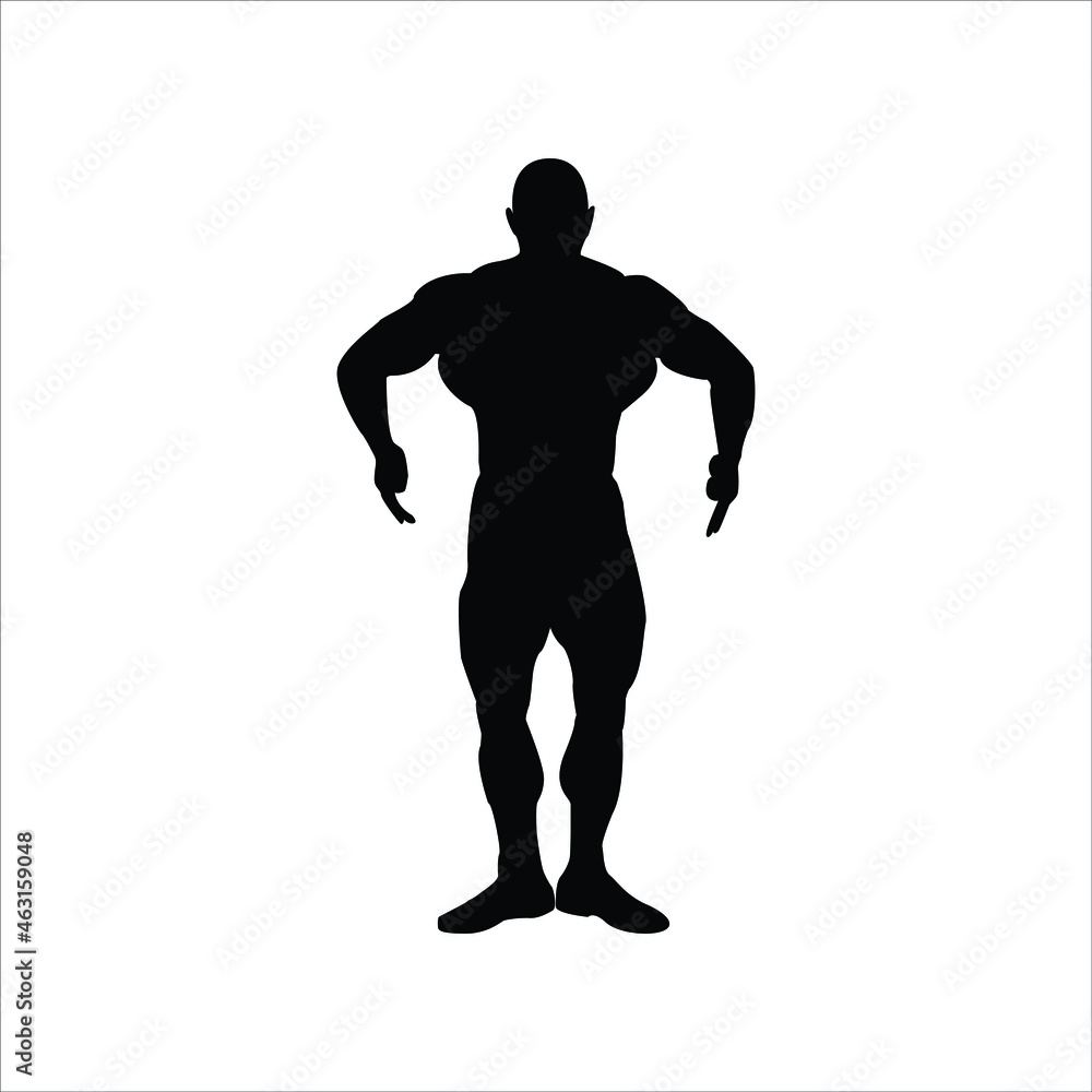 bodybuilder vector silhouette. Posing muscular man isolated on white background	