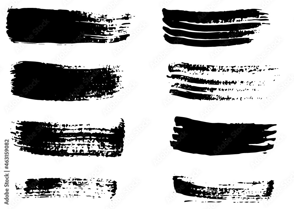 Grunge dry paint brush strokes, vector, isolated, hand drawn