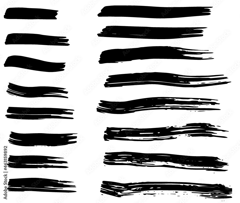 Grunge dry paint brush strokes, vector, isolated, hand drawn