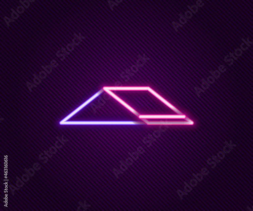Glowing neon line Skate park icon isolated on black background. Set of ramp, roller, stairs for a skatepark. Extreme sport. Colorful outline concept. Vector