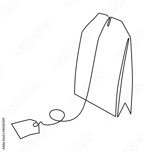 Tea bag. Continuous line drawing. Vector illustration