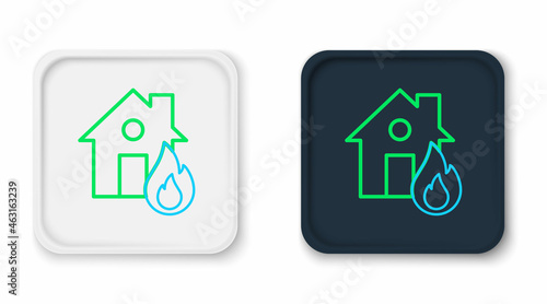 Line Fire in burning house icon isolated on white background. Colorful outline concept. Vector