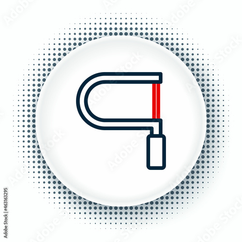 Line Hacksaw icon isolated on white background. Metal saw for wood and metal. Colorful outline concept. Vector