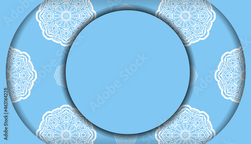 Blue banner with old white pattern and place for your text