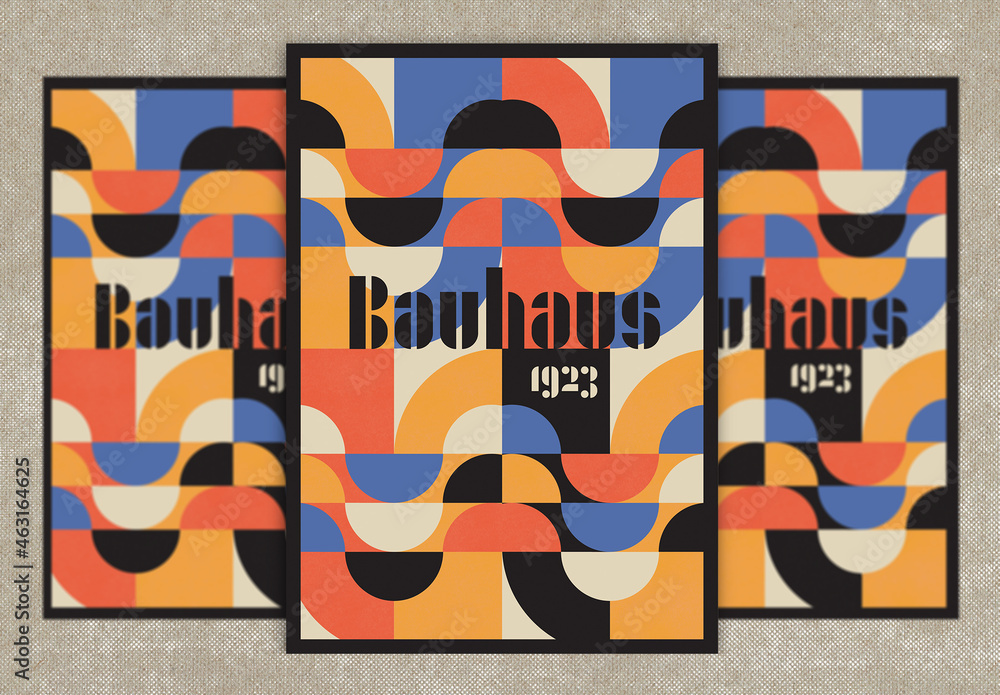 Vintage Bauhaus Geometric Poster Cover Layout Stock Template | Adobe Stock