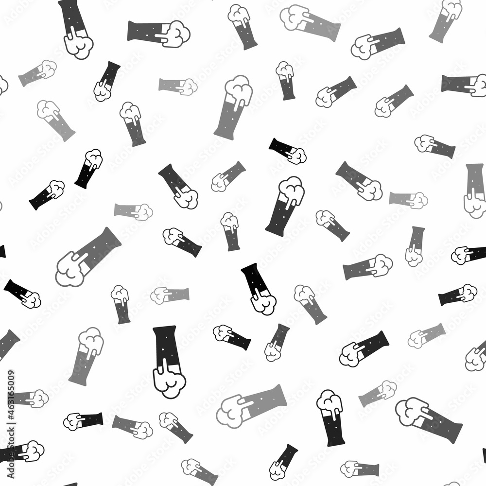 Black Glass of beer icon isolated seamless pattern on white background. Vector Black Glass of beer icon isolated seamless pattern on white background. Vector