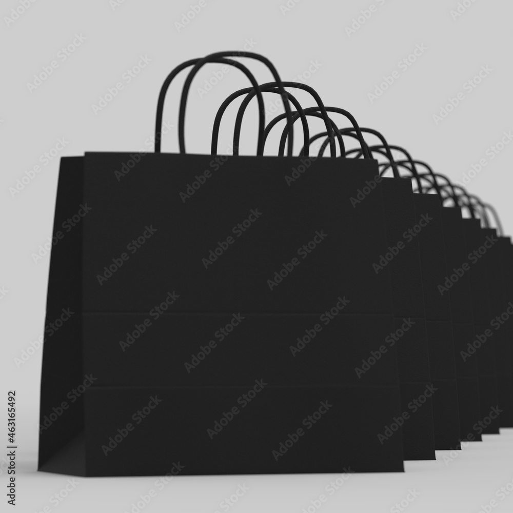 Black cardboard bag isolated on white background ready for mockup Black cardboard bag isolated on white background ready for mockup
