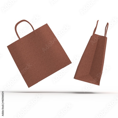Craft cardboard bag isolated on white background ready for mockup