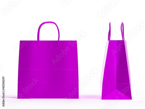 Purple cardboard bag isolated on white background ready for mockup
