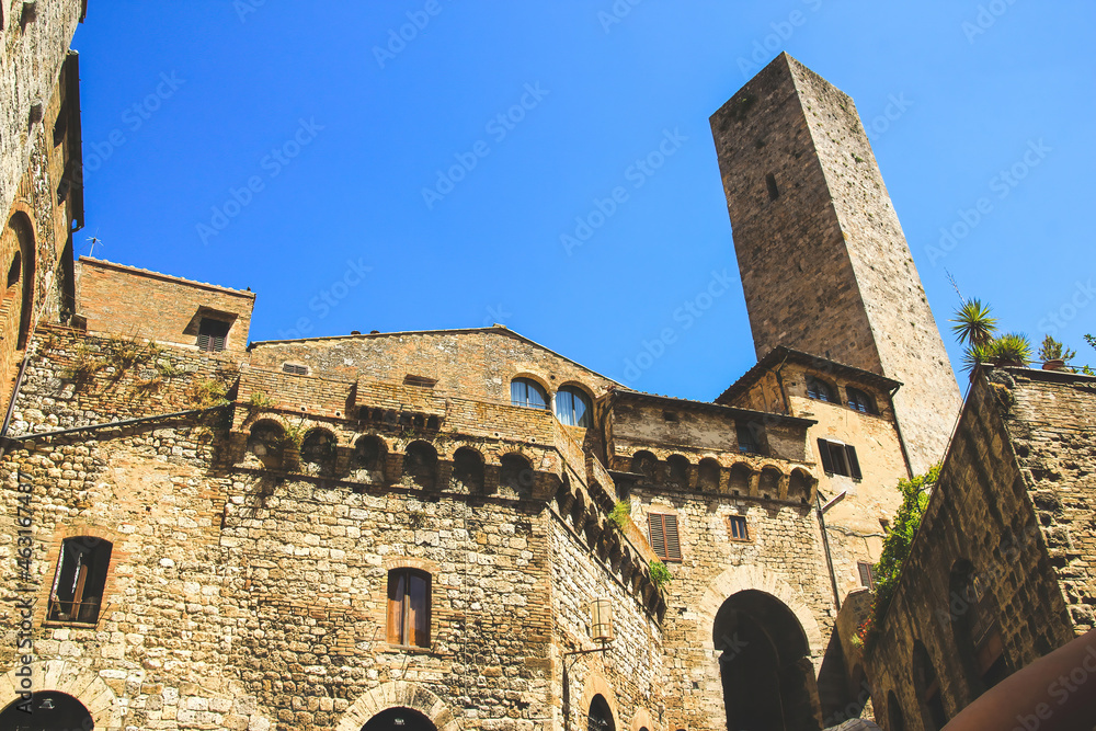 ancient buildings and tower in San Gimignano, Toscana, Italy