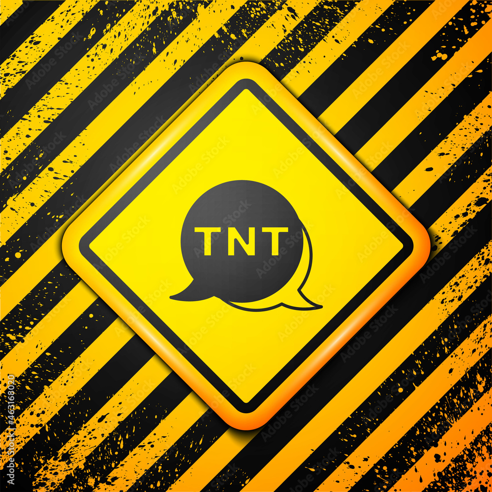 Black Detonate dynamite bomb stick icon isolated on yellow background. Time bomb - explosion danger concept. Warning sign. Vector Black Detonate dynamite bomb stick icon isolated on yellow background. Time bomb - explosion danger concept. Warning sign. Vector