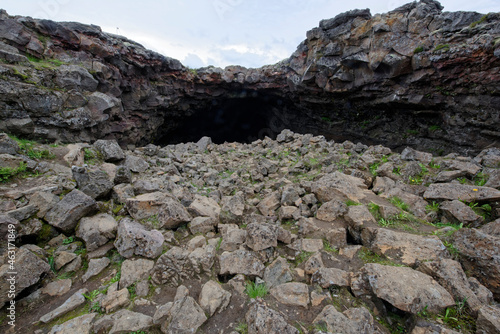 Surtshellir lava tunnels (caves) in the Hallmundarhraun lava field, Western Iceland photo