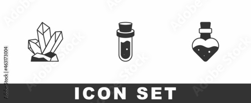 Set Magic stone, Bottle with potion and icon. Vector