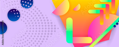 Juicy colors summer background with geometric elements, lines and dots for text, universal design, banner concept vector