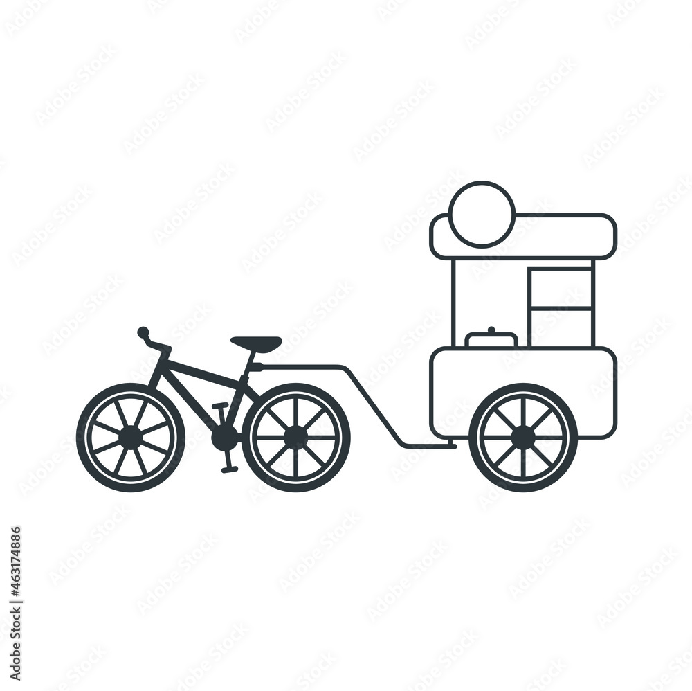 illustration of a bicycle pulling a food cart  