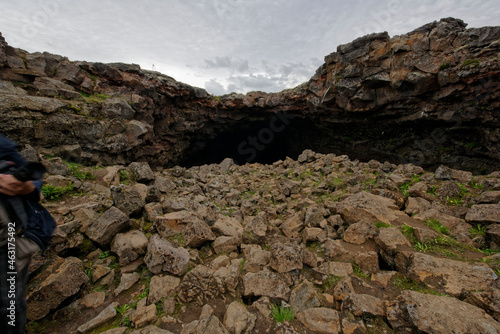 Surtshellir lava tunnels (caves) in the Hallmundarhraun lava field, Western Iceland photo