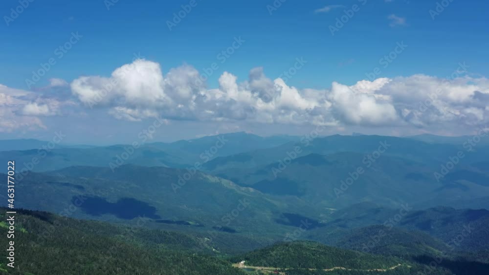 Aerial panoramic view 360 degrees of slopes of summer mountains, Adygea, Caucasus Mountains, 4k Aerial panoramic view 360 degrees of slopes of summer mountains, Adygea, Caucasus Mountains, 4k