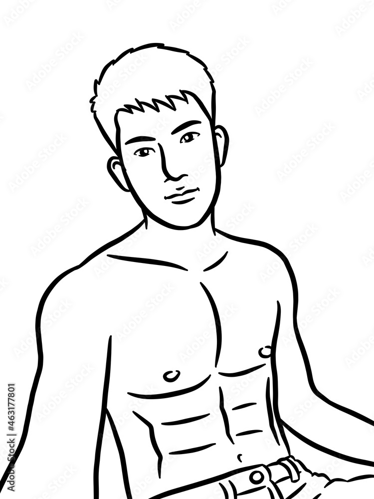 Fototapeta premium black and white cute man cartoon for coloring